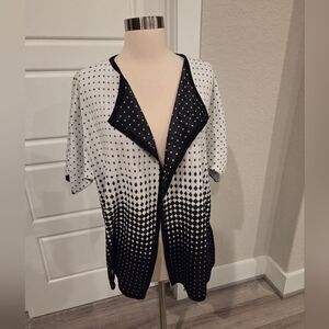 CHICOS WOMEN GEOMETRIC OPEN KNIT CARDIGAN SIZE LARGE